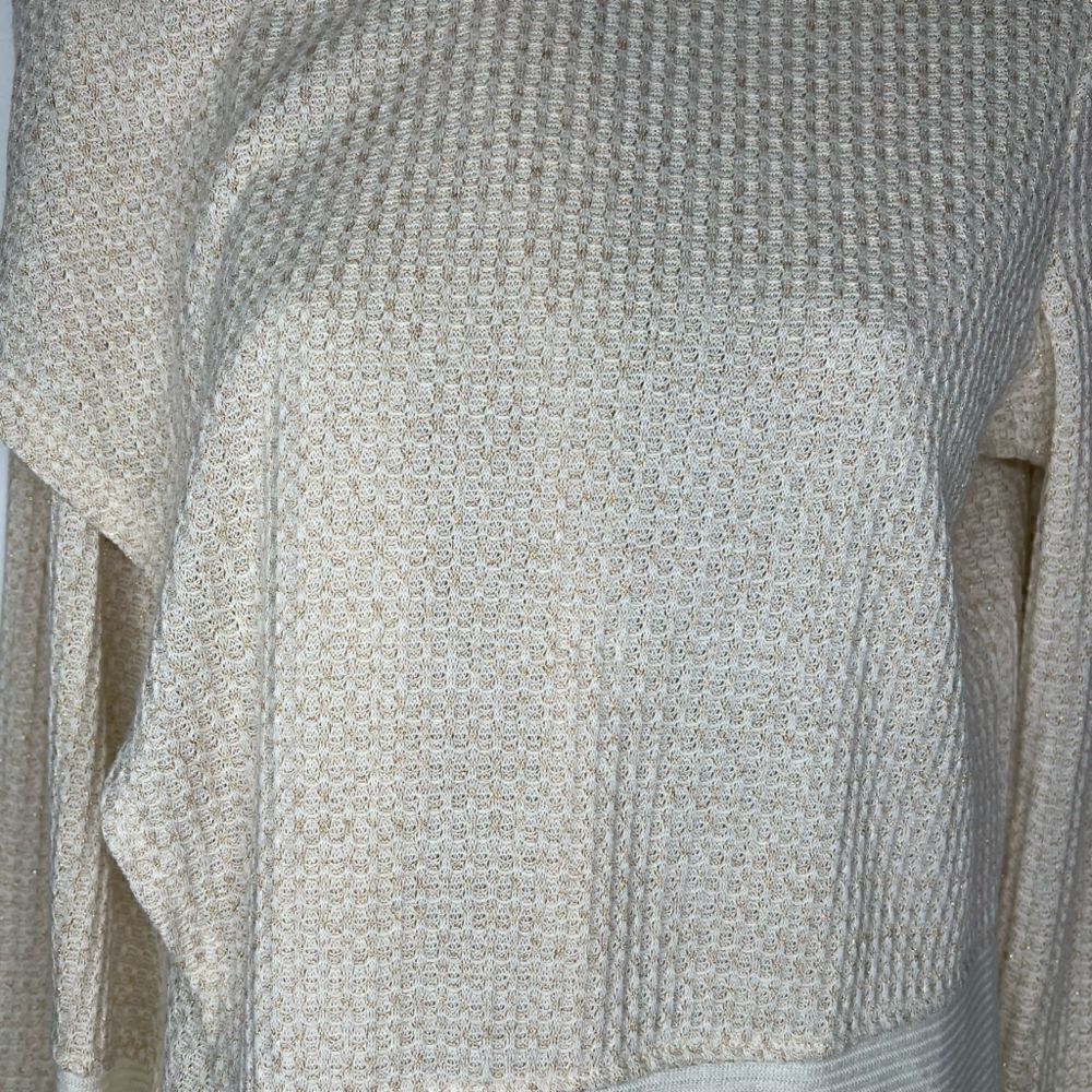 Juicy Couture Open Front Cardigan Gold/Cream Thread Waffle Knit XS NWOT‎ - Picture 3 of 6